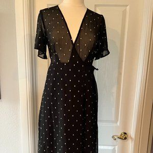Black Chiffon High Low Wrap Dress